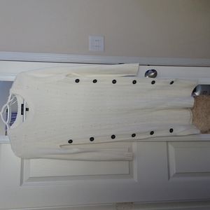 Womens White Buttoned Sweater Dress